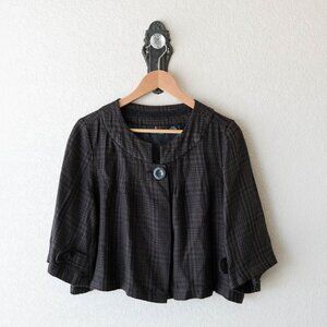 Y2K ALC Houndstooth Cropped Mod Jacket | Size Large | Retro Button-Front